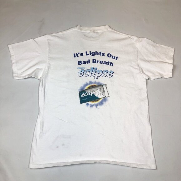 Vintage Wrigleys Eclipse Polar Ice Gum Bad Breath Most Wanted T-Shirt Large USA - Picture 2 of 10